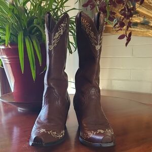 Ariat Brown Floral Heeled Cowboy Boots